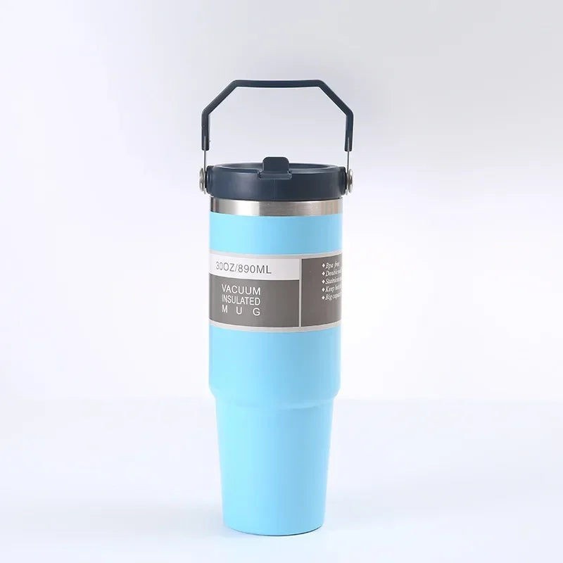 900ML Stainless Steel Thermos Mug With Straw Keeps Cold and Heat Thermal Mug Tumbler Outdoor Sports Thermal Water Bottle