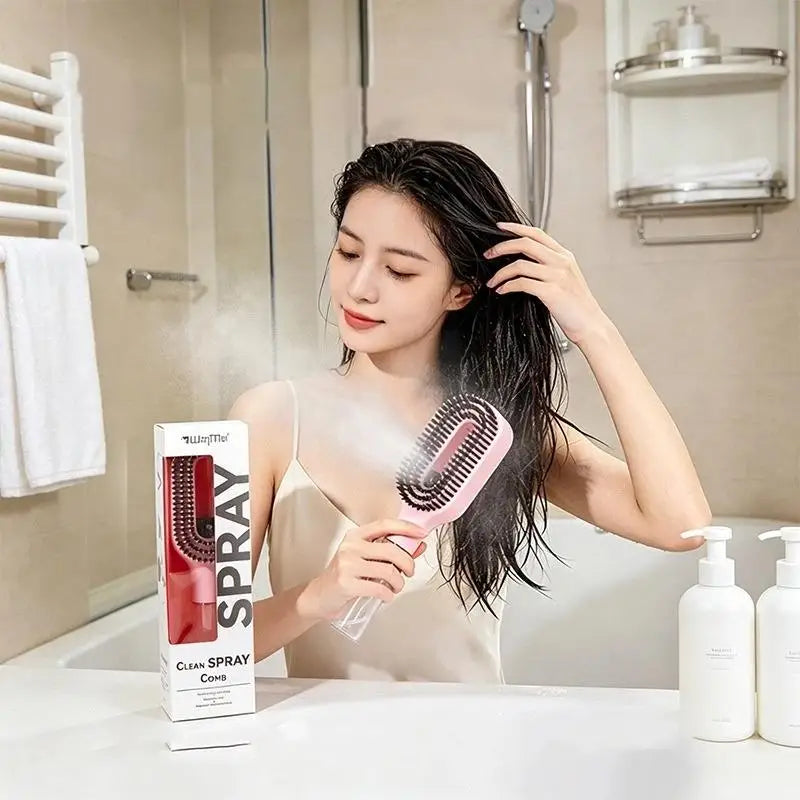 Spray Hair Brush Water Spray Paddle Comb Scalp Massage Hairdressing Tool for Girls Hair Styling