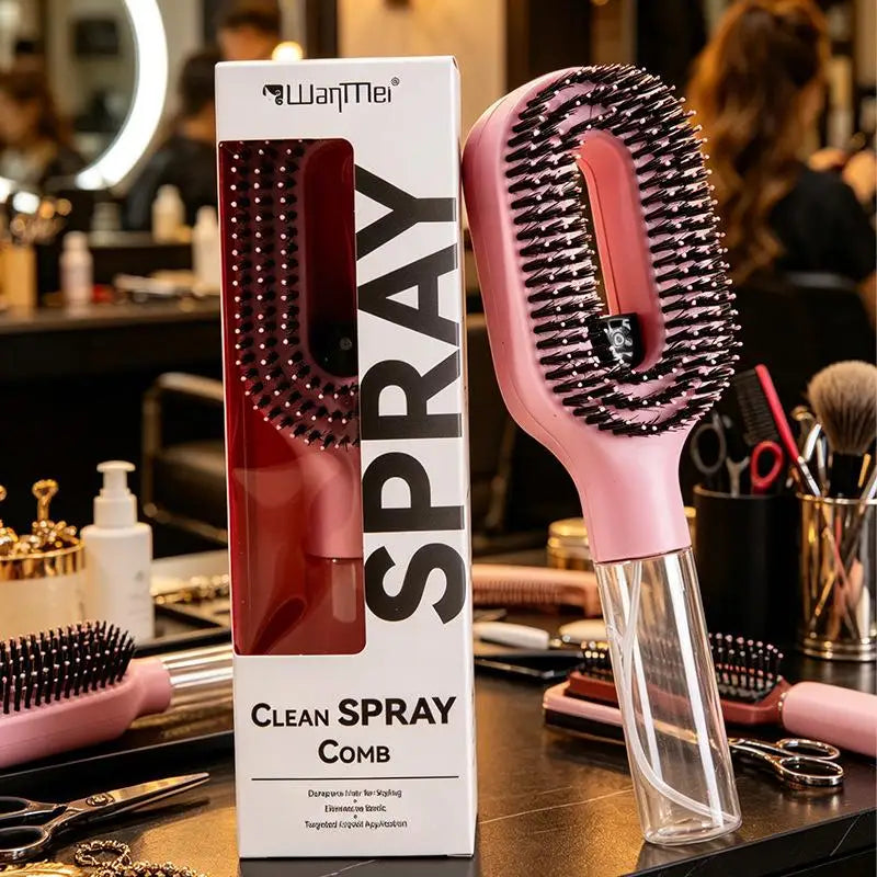 Spray Hair Brush Water Spray Paddle Comb Scalp Massage Hairdressing Tool for Girls Hair Styling