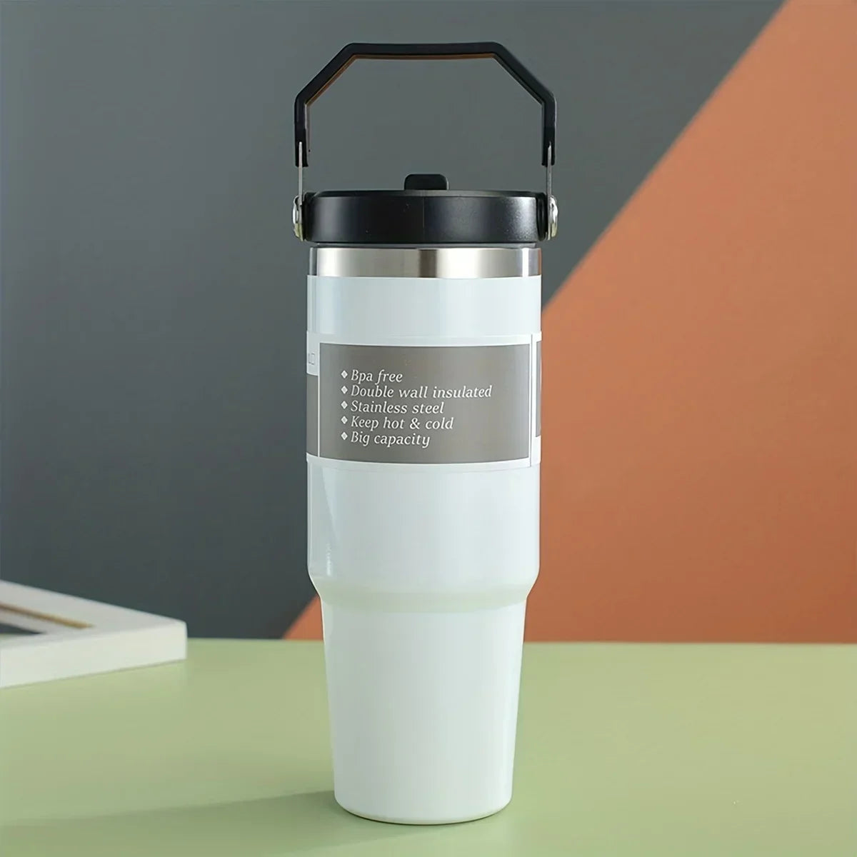 900ML Stainless Steel Thermos Mug With Straw Keeps Cold and Heat Thermal Mug Tumbler Outdoor Sports Thermal Water Bottle