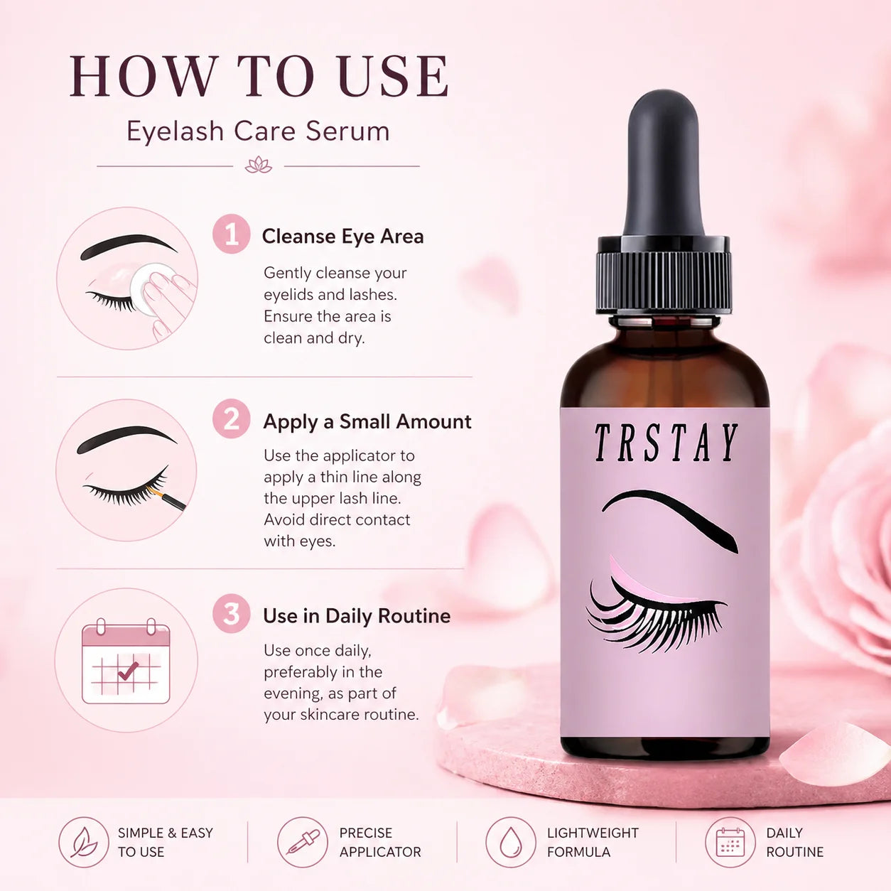 Gentle Skin-Friendly Lash Care Essence Liquid, Non-Greasy Refreshing Texture, Long-Lasting Nourishing Eye Area Treatment Serum